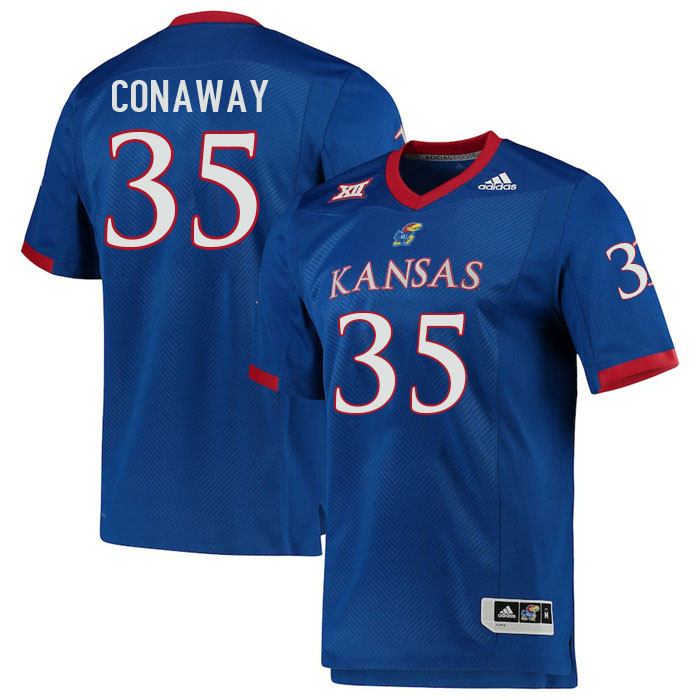 Men #35 Billy Conaway Kansas Jayhawks College Football Jerseys Stitched Sale-Royal - Click Image to Close